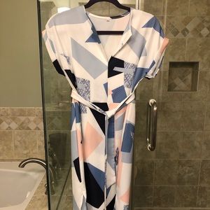 Shirt dress asymmetrical abstract pastel on-trend